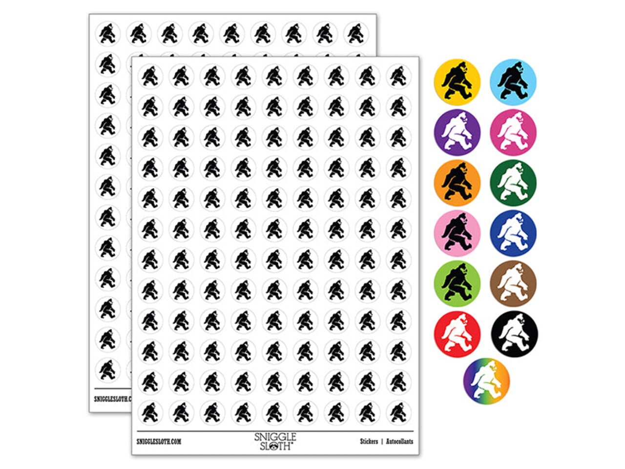 Bigfoot Sasquatch Mythical Creature Cryptid Walking 200+ 0.50" Round Stickers